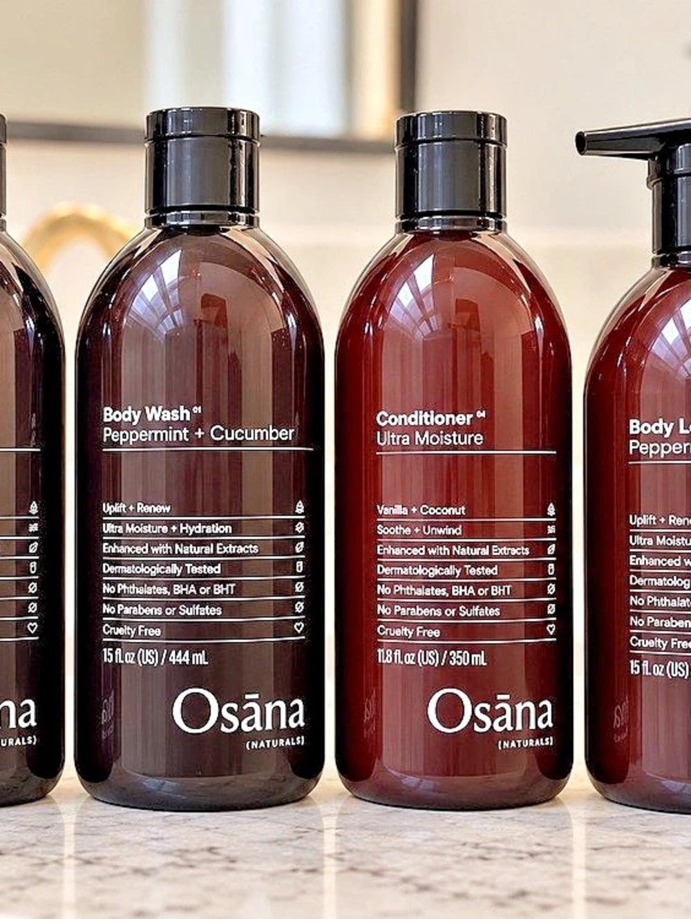 Osāna Naturals 4-Piece Shampoo, Body Wash, Conditioner & Lotion Set